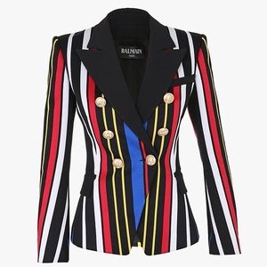 Balmain Multicolor Striped Double Breasted Blazer